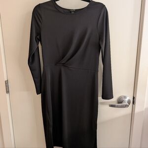 Ann Taylor Classic Black Long Sleeve Dress With Twist Detail